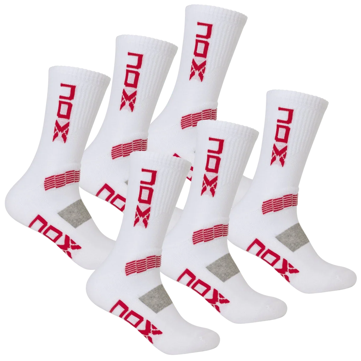 Bolsa 6 pares (2 Uds/Par) - Pack calcetines técnicos MEDIA CAÑA blanco/rojo