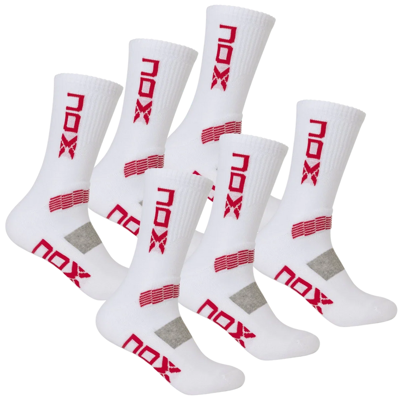 Bolsa 6 pares (2 Uds/Par) - Pack calcetines técnicos MEDIA CAÑA blanco/rojo