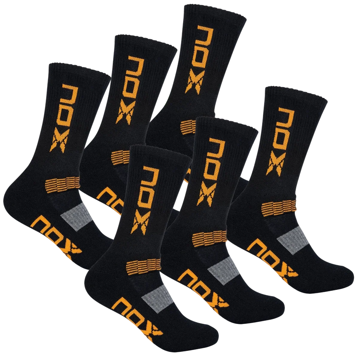 Bolsa 6 pares (2 Uds/Par) - Pack calcetines técnicos MEDIA CAÑA negro/naranja