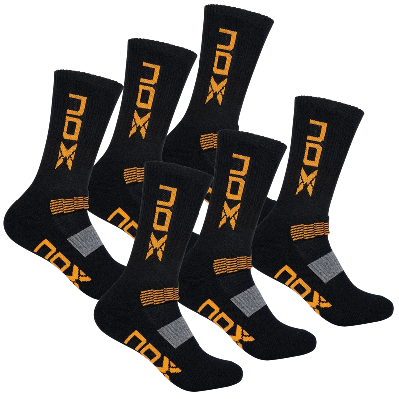 Bolsa 6 pares (2 Uds/Par) - Pack calcetines técnicos MEDIA CAÑA negro/naranja