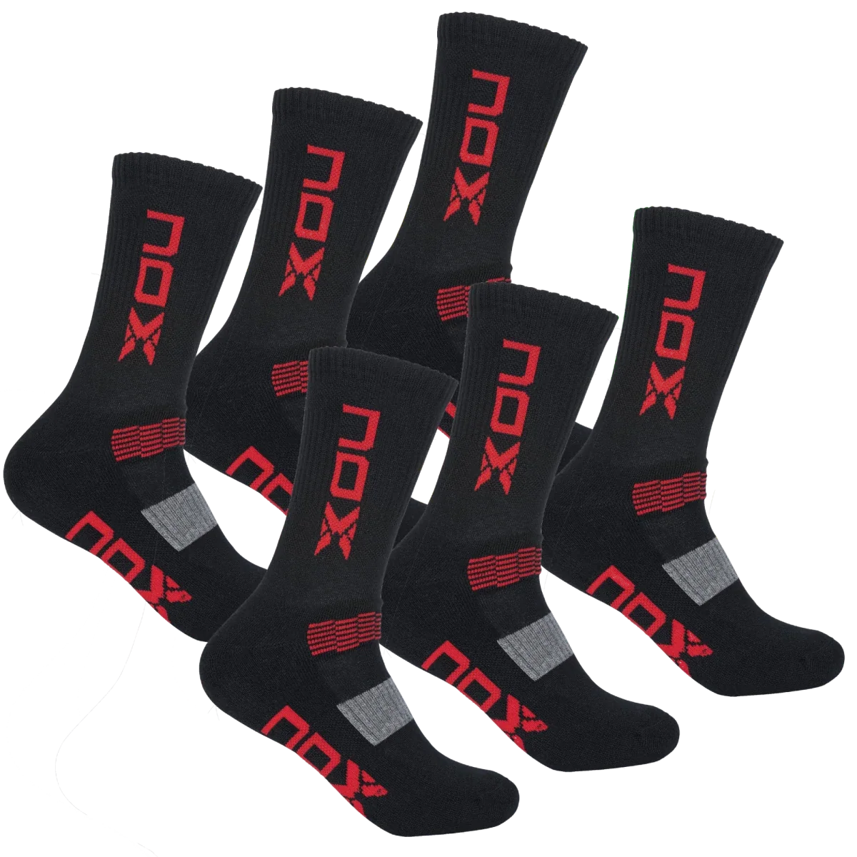 Bolsa 6 pares (2 Uds/Par) - Pack calcetines técnicos MEDIA CAÑA negro/rojo