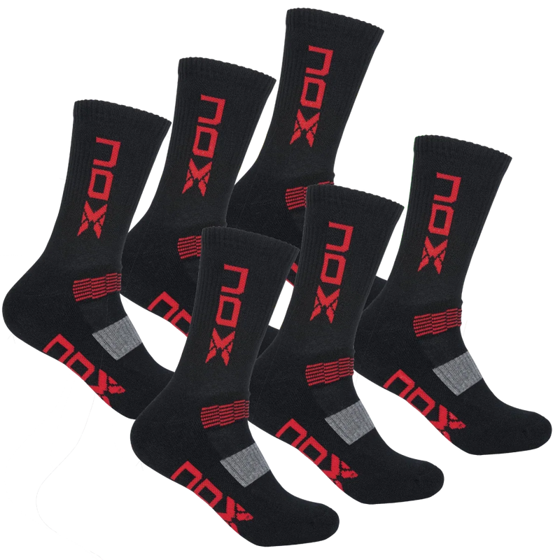 Bolsa 6 pares (2 Uds/Par) - Pack calcetines técnicos MEDIA CAÑA negro/rojo